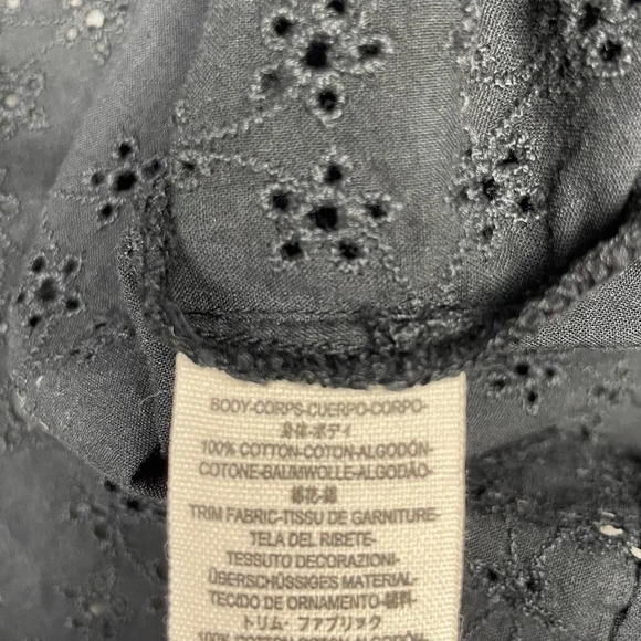 Free People Top Womens Small Black Stars Align Eyelet Beachy Boho Neutral Basic - Picture 9 of 9